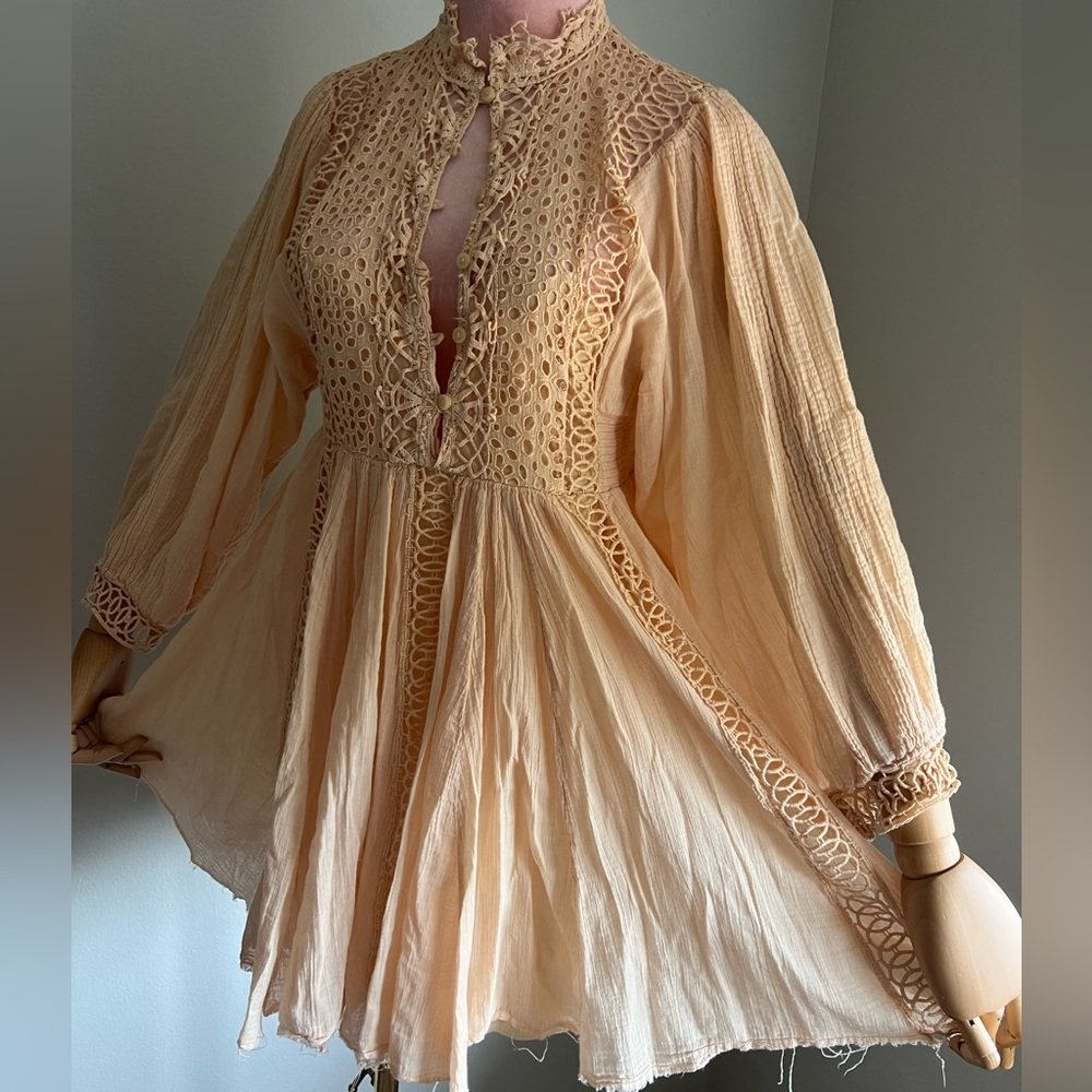 Peach Fabric with Care Label, free people one mini dress